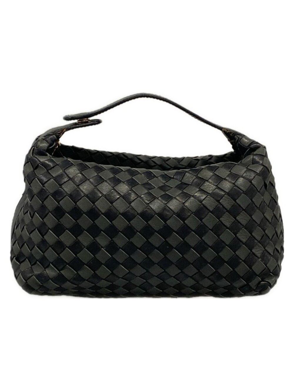 Bottega Veneta Handbag Intrecciato Black Dark Gray Leather